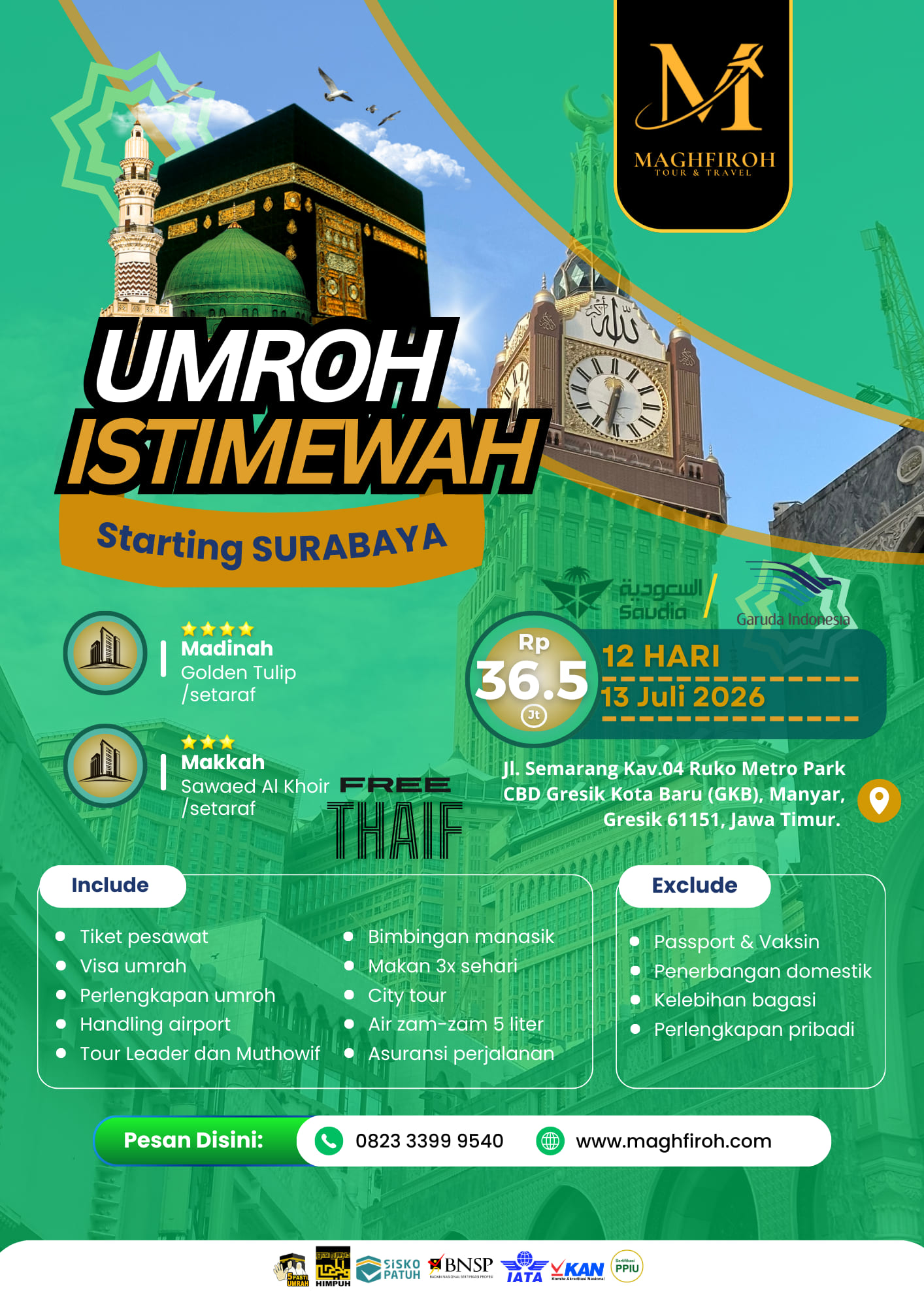 PAKET UMROH ISTIMEWA SURABAYA 13 JULI 2026