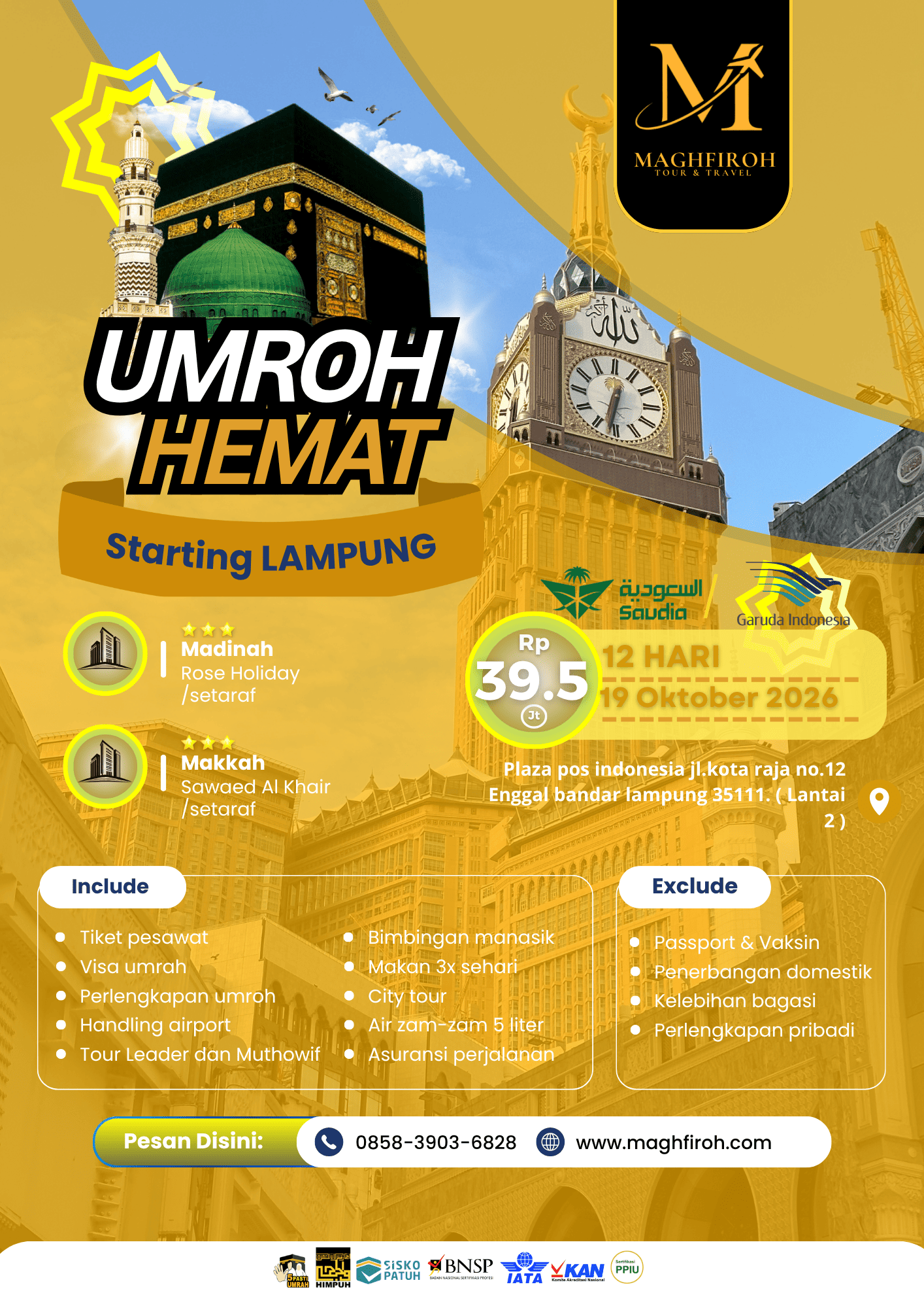PAKET UMROH HEMAT LAMPUNG 19 OKTOBER 2026