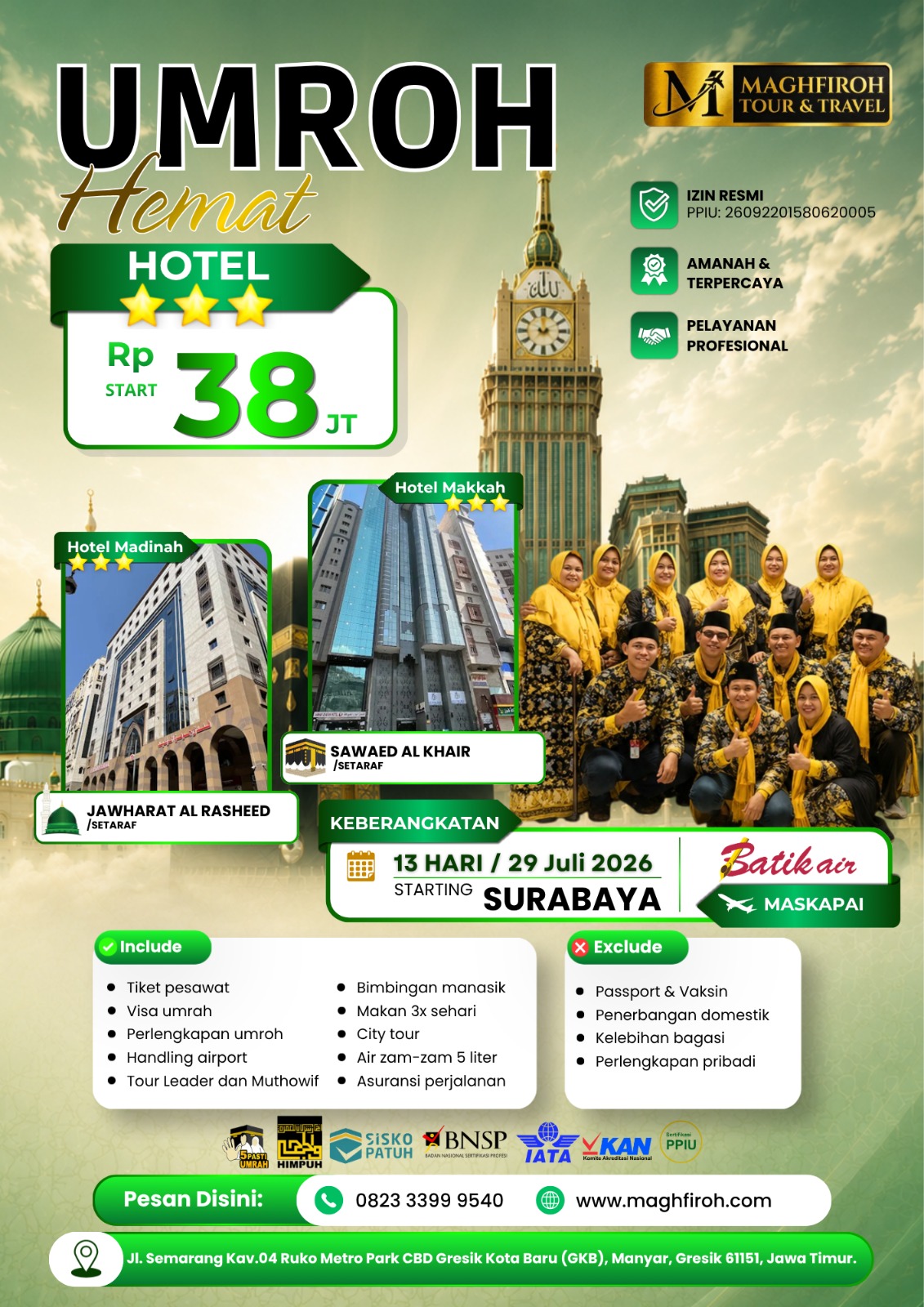 PAKET UMROH HEMAT SURABAYA 29 JULI  2026