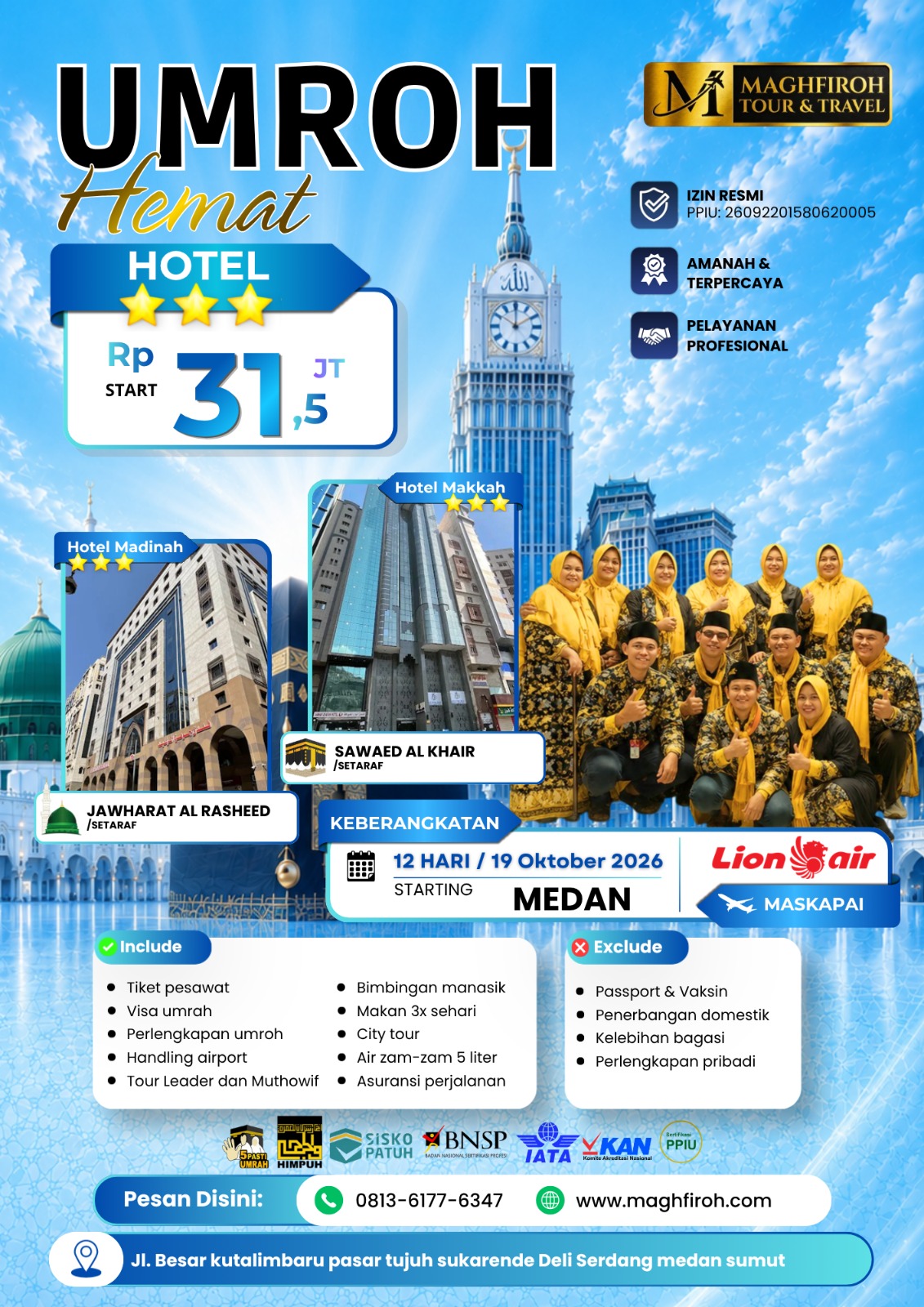 PAKET UMROH HEMAT MEDAN 19 OKTOBER  2026