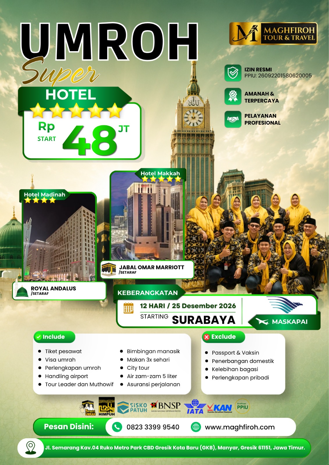PAKET UMROH SUPER SURABAYA 25 DESEMBER 2026