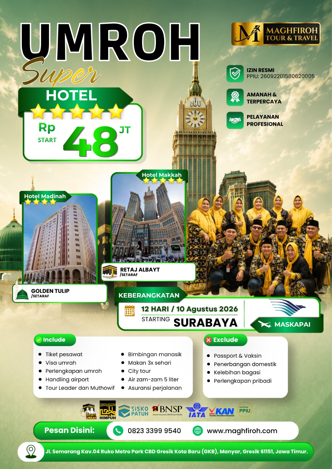 PAKET UMROH SUPER SURABAYA 10 AGUSTUS 2026
