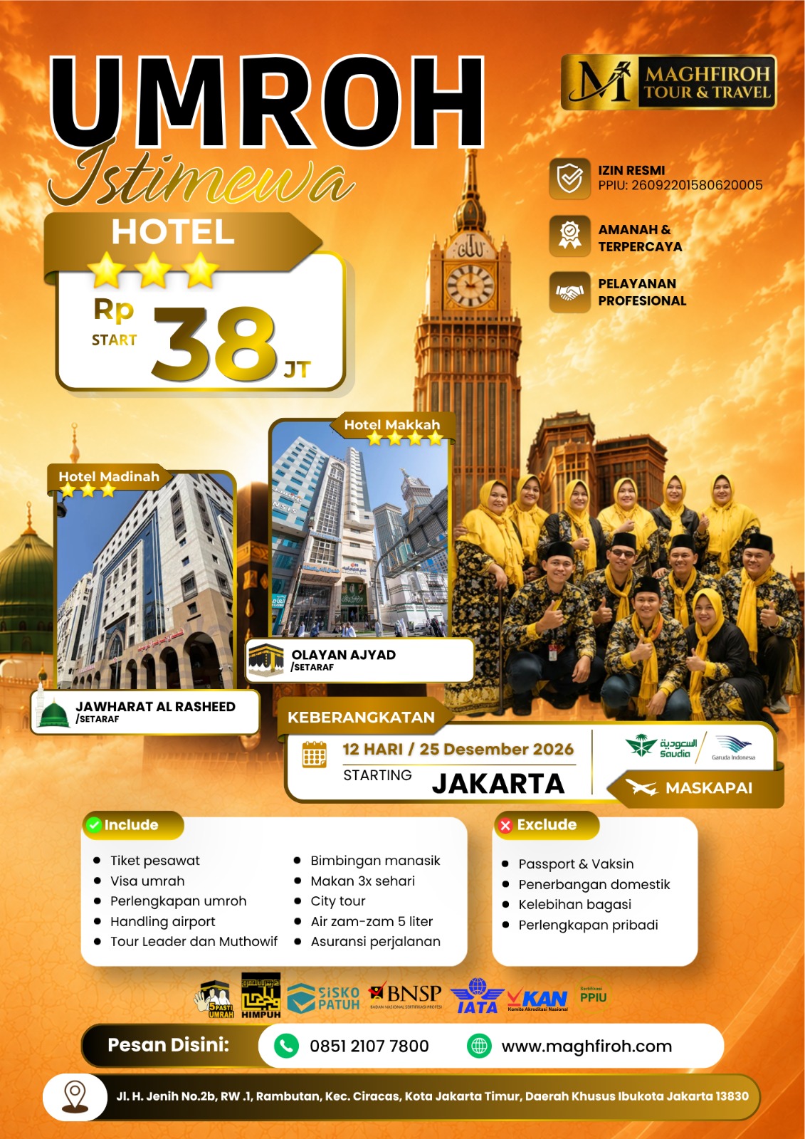PAKET UMROH ISTIMEWA JAKARTA 25 DESEMBER 2026