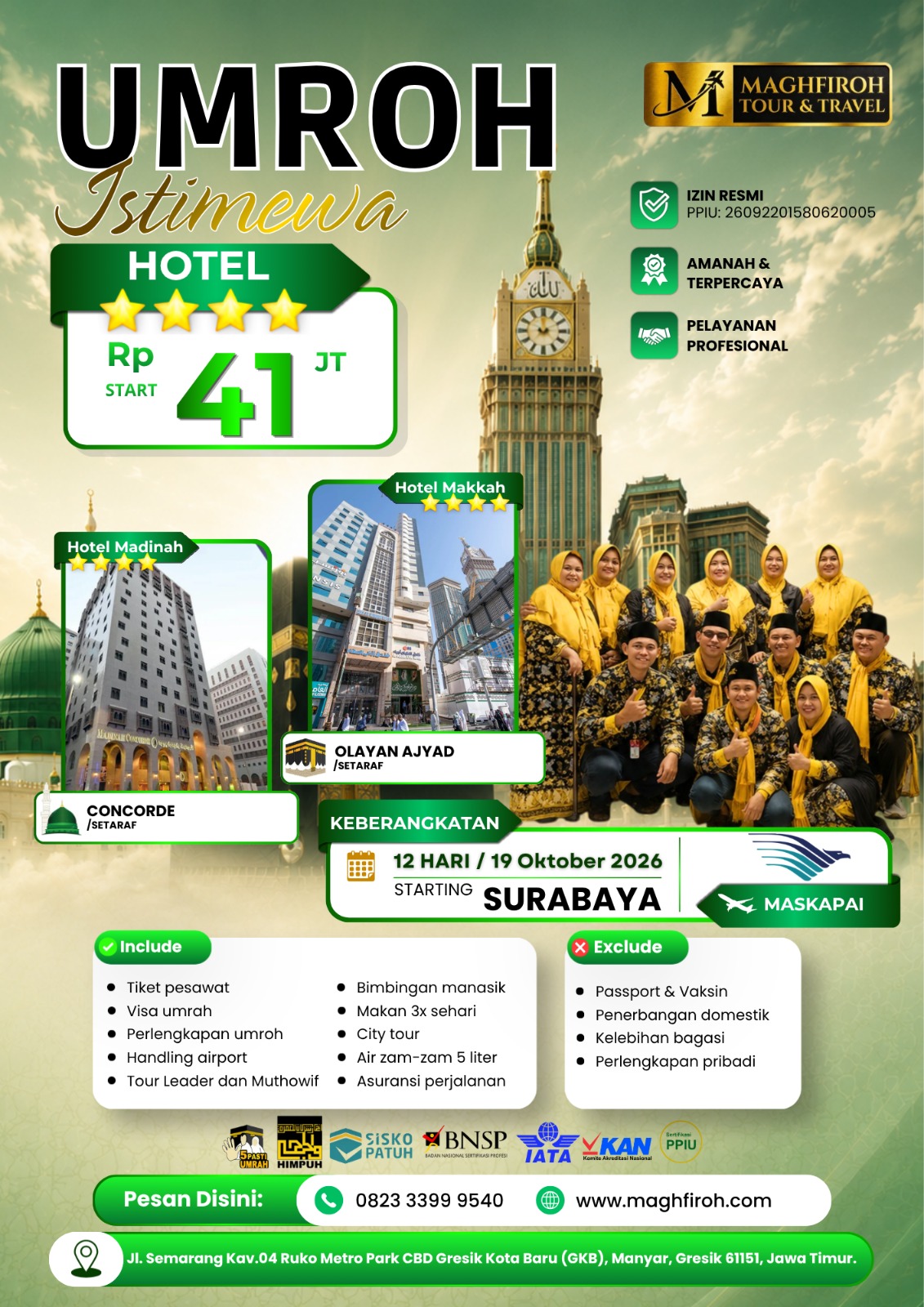 PAKET UMROH ISTIMEWA SURABAYA 19 OKTOBER 2026