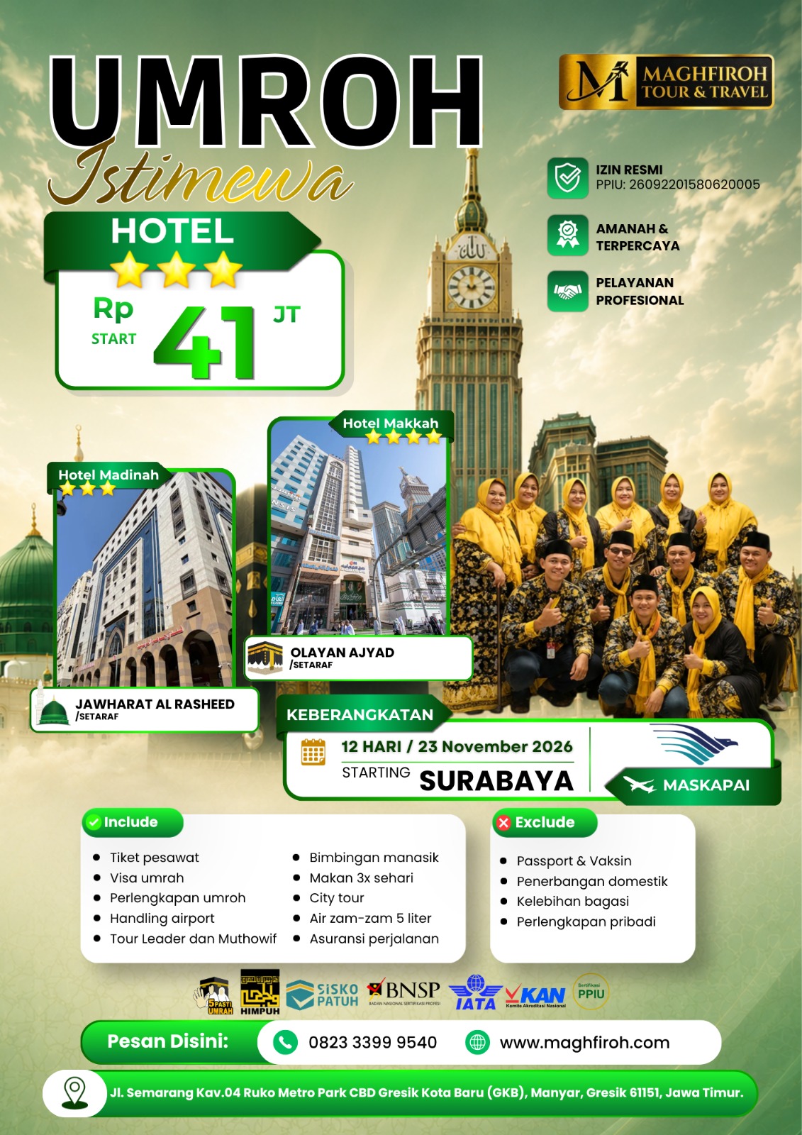 PAKET UMROH ISTIMEWA SURABAYA 23 NOVEMBER 2026