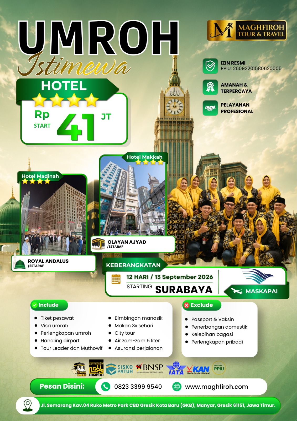 PAKET UMROH ISTIMEWA SURABAYA 13 SEPTEMBER 2026