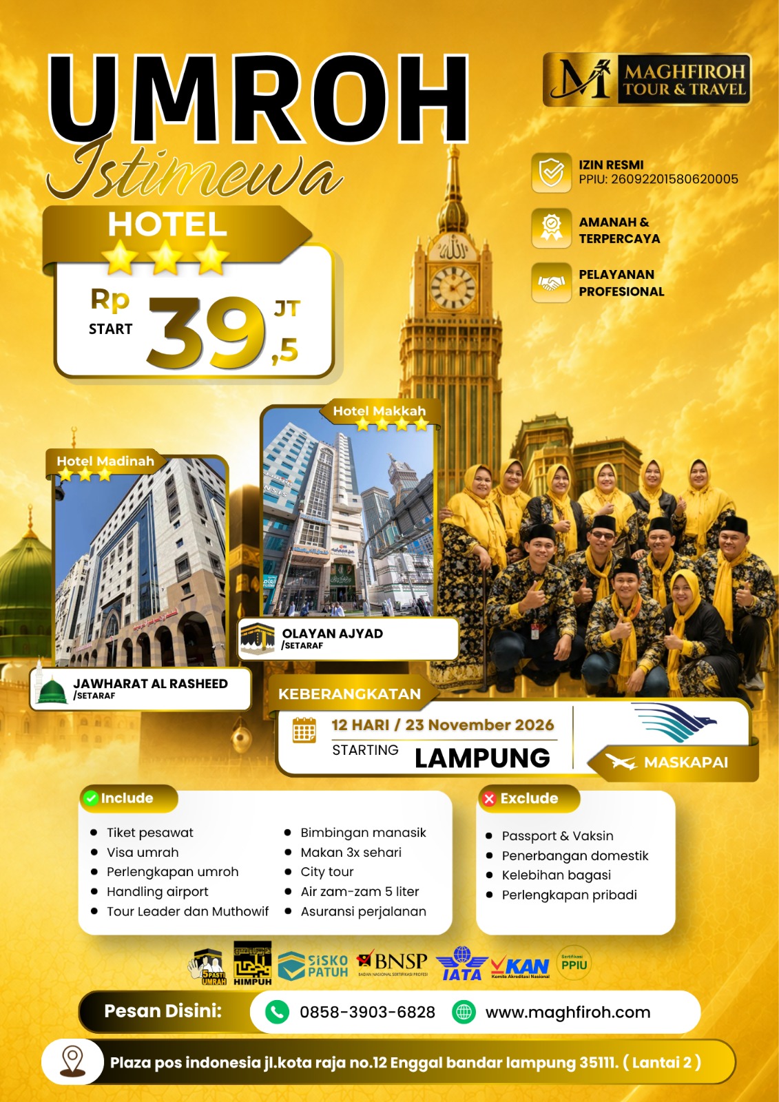 PAKET UMROH ISTIMEWA LAMPUNG 23 NOVEMBER 2026