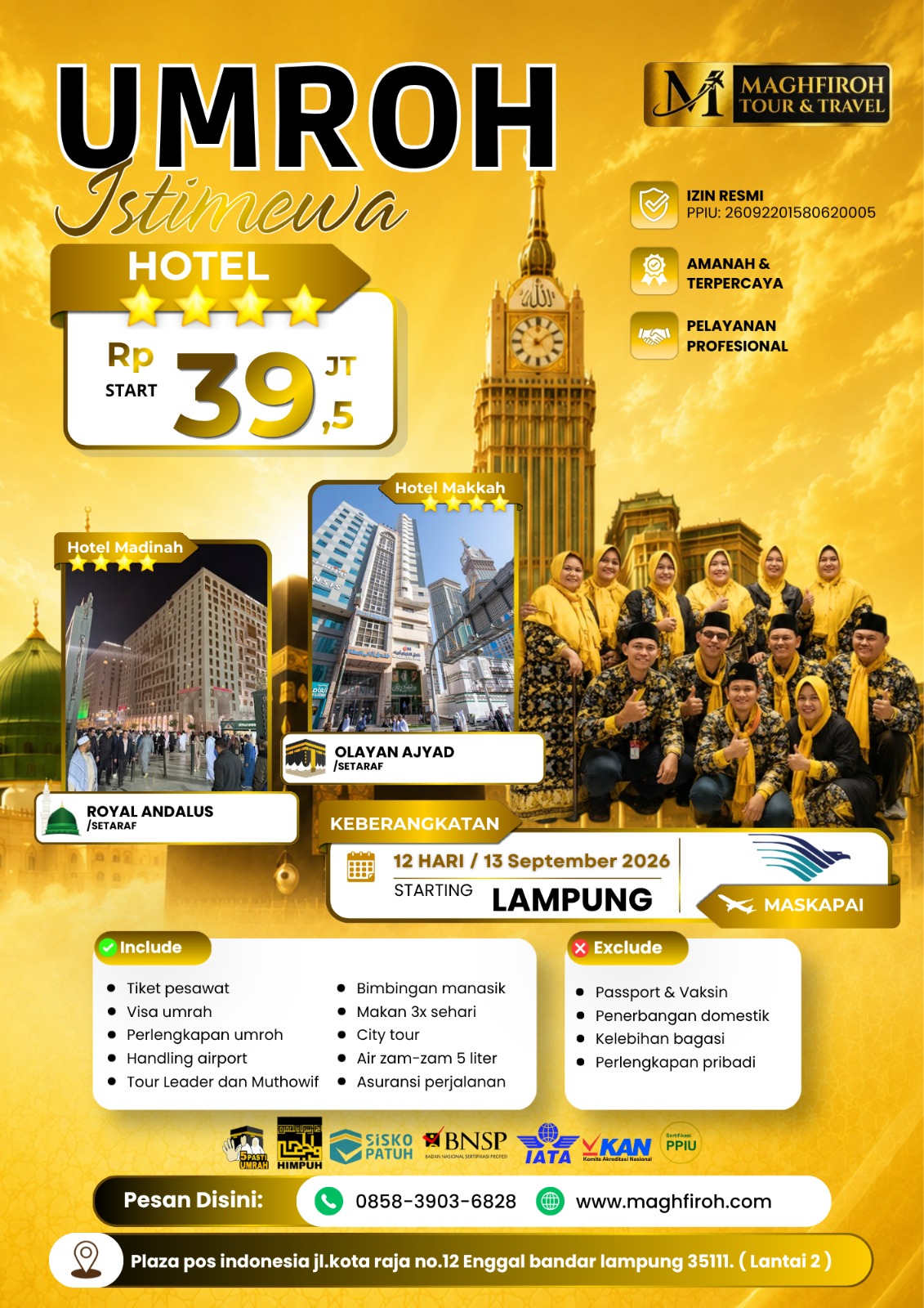 PAKET UMROH ISTIMEWA LAMPUNG 13 SEPTEMBER 2026