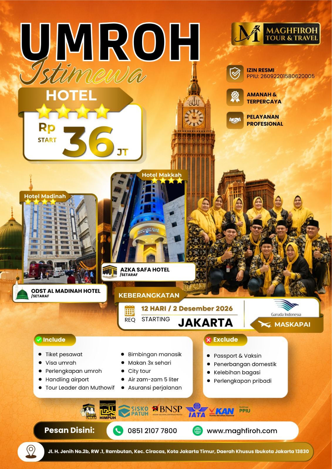 PAKET UMROH ISTIMEWA JAKARTA 2 DESEMBER 2026