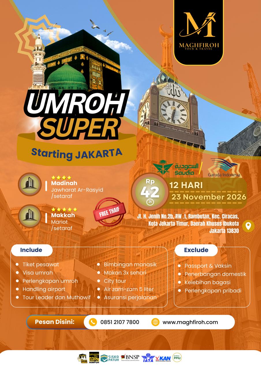 PAKET UMROH SUPER JAKARTA 23 NOVEMBER 2026