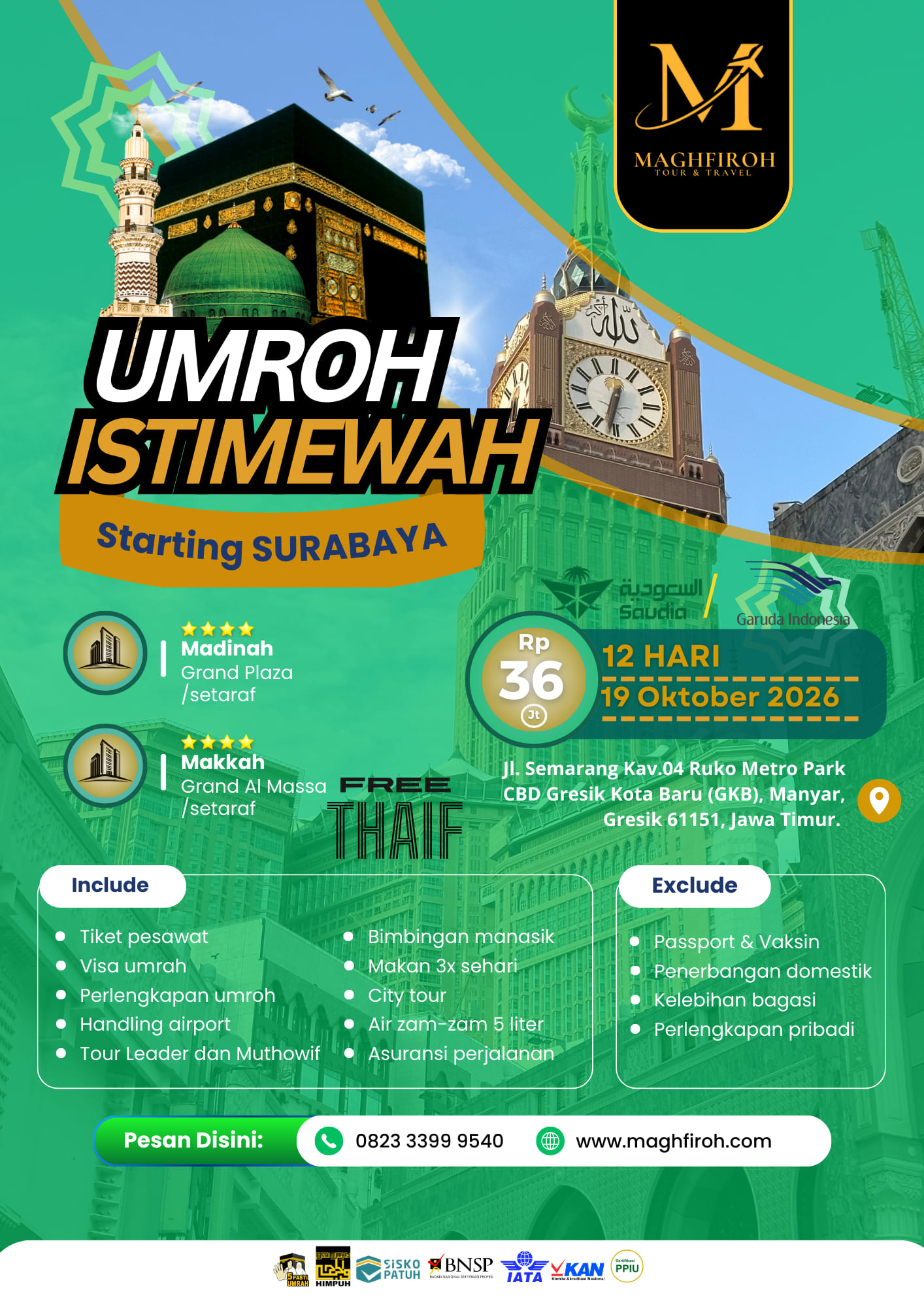 PAKET UMROH ISTIMEWA SURABAYA 19 OKTOBER 2026