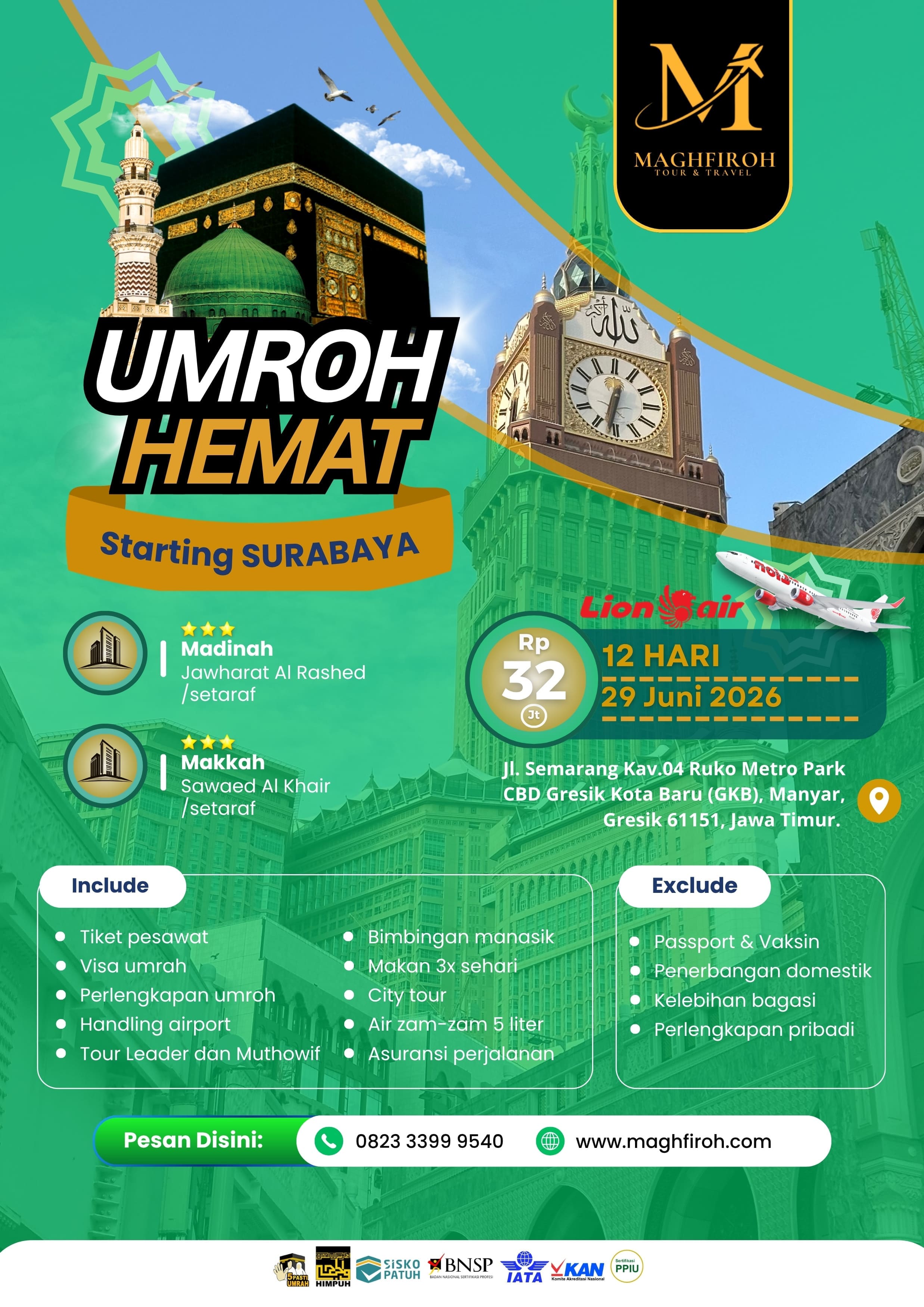 PAKET UMROH HEMAT SURABAYA 29 JUNI 2026
