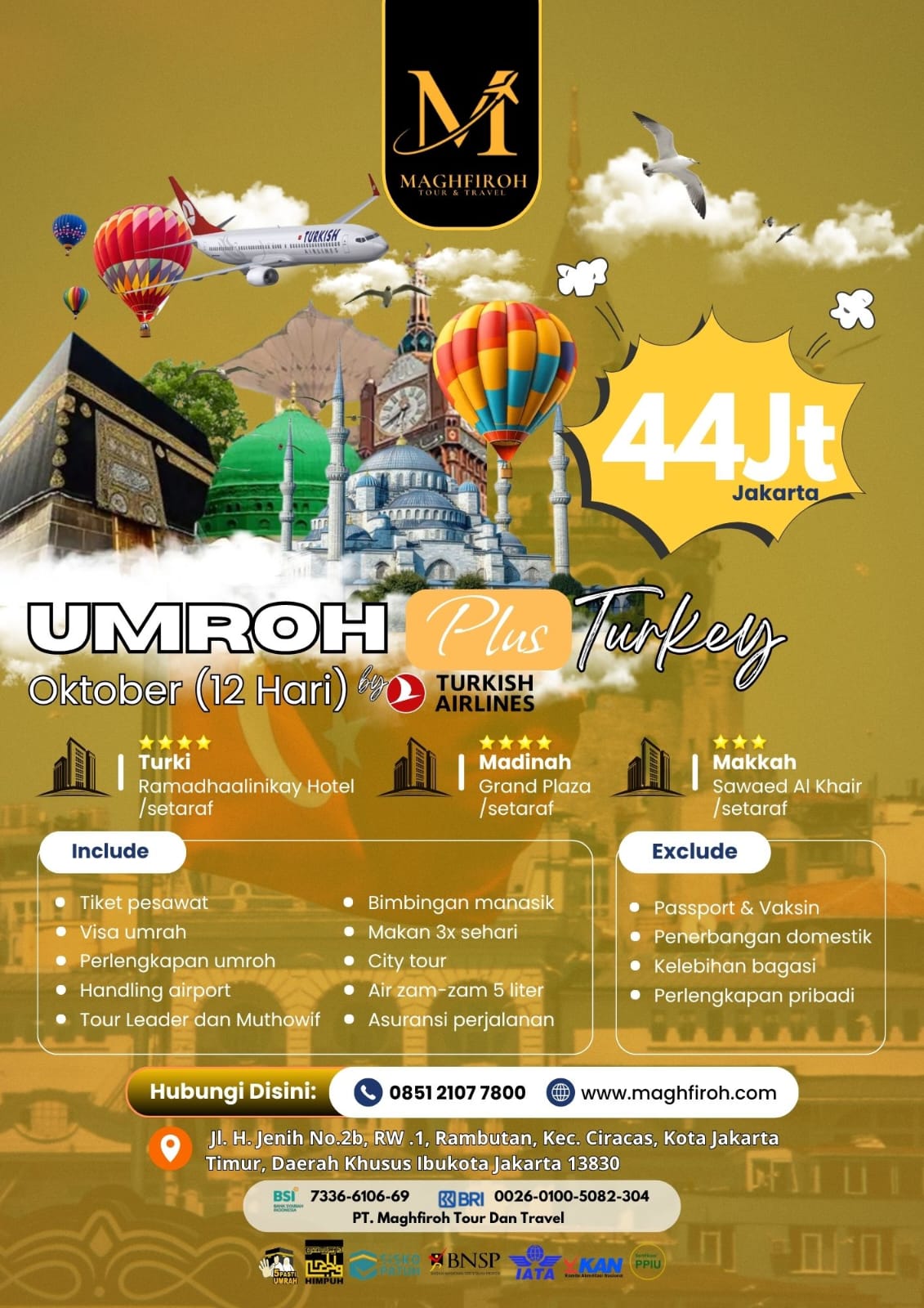 PAKET UMROH PLUS TURKI JAKARTA OKTOBER 2026