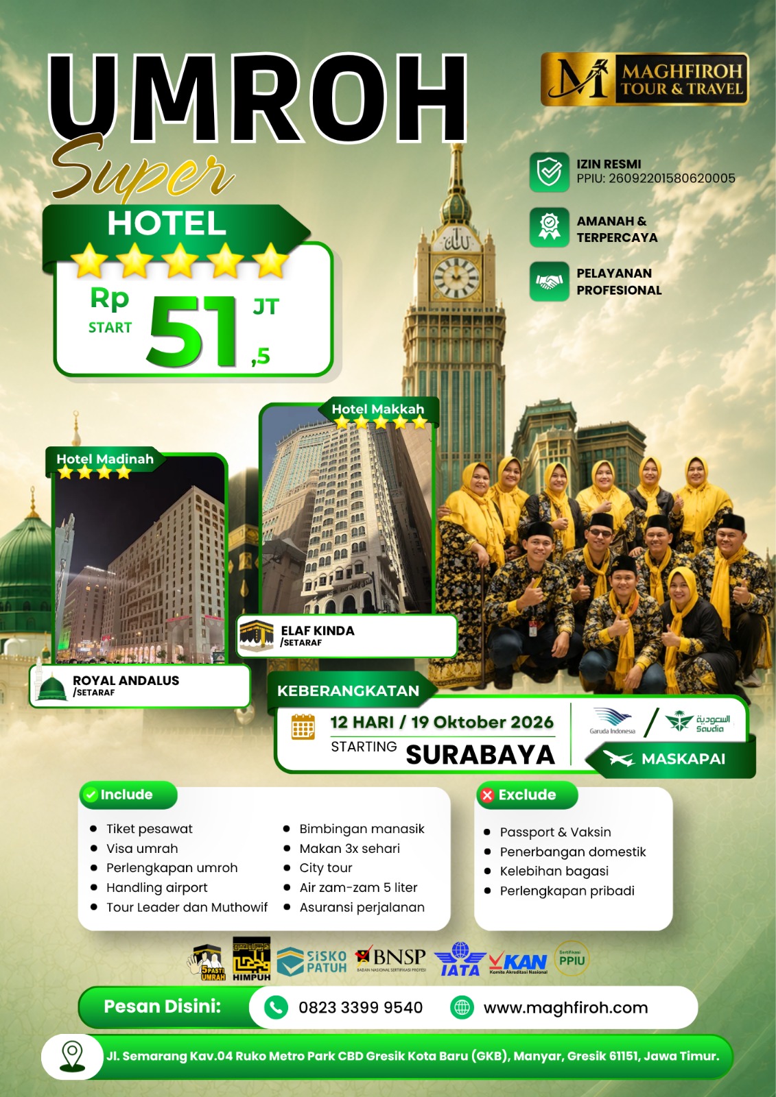 PAKET UMROH SUPER SURABAYA 19 OKTOBER 2026