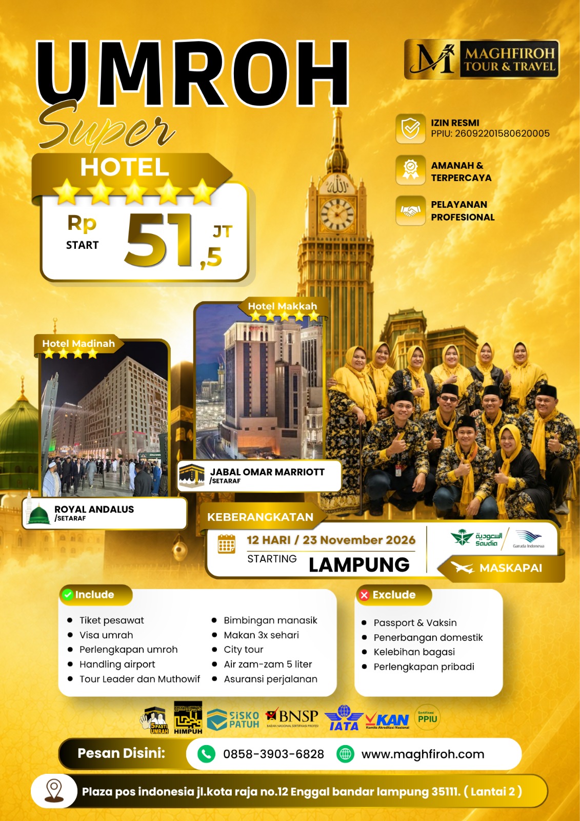 PAKET UMROH SUPER LAMPUNG 23 NOVEMBER 2026