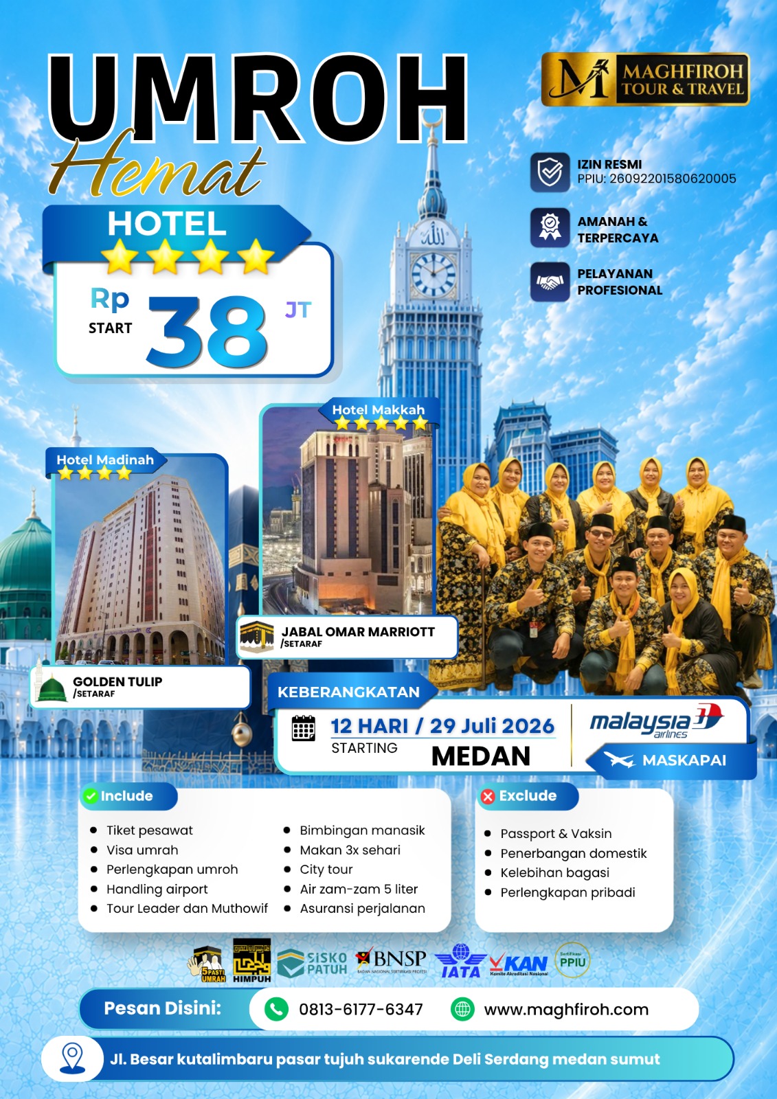 PAKET UMROH HEMAT MEDAN 29 JULI  2026