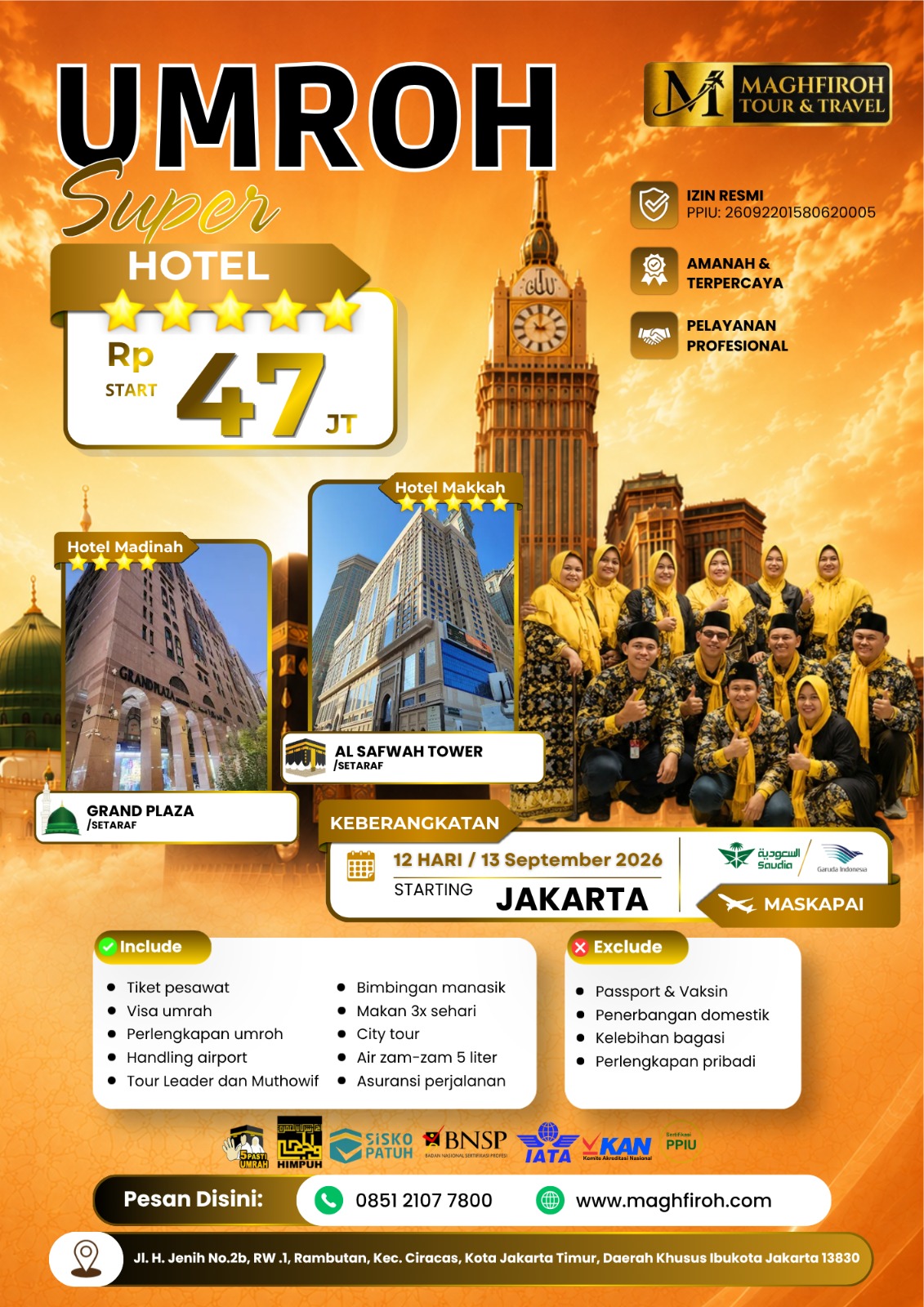 PAKET UMROH SUPER JAKARTA 13 SEPTEMBER 2026