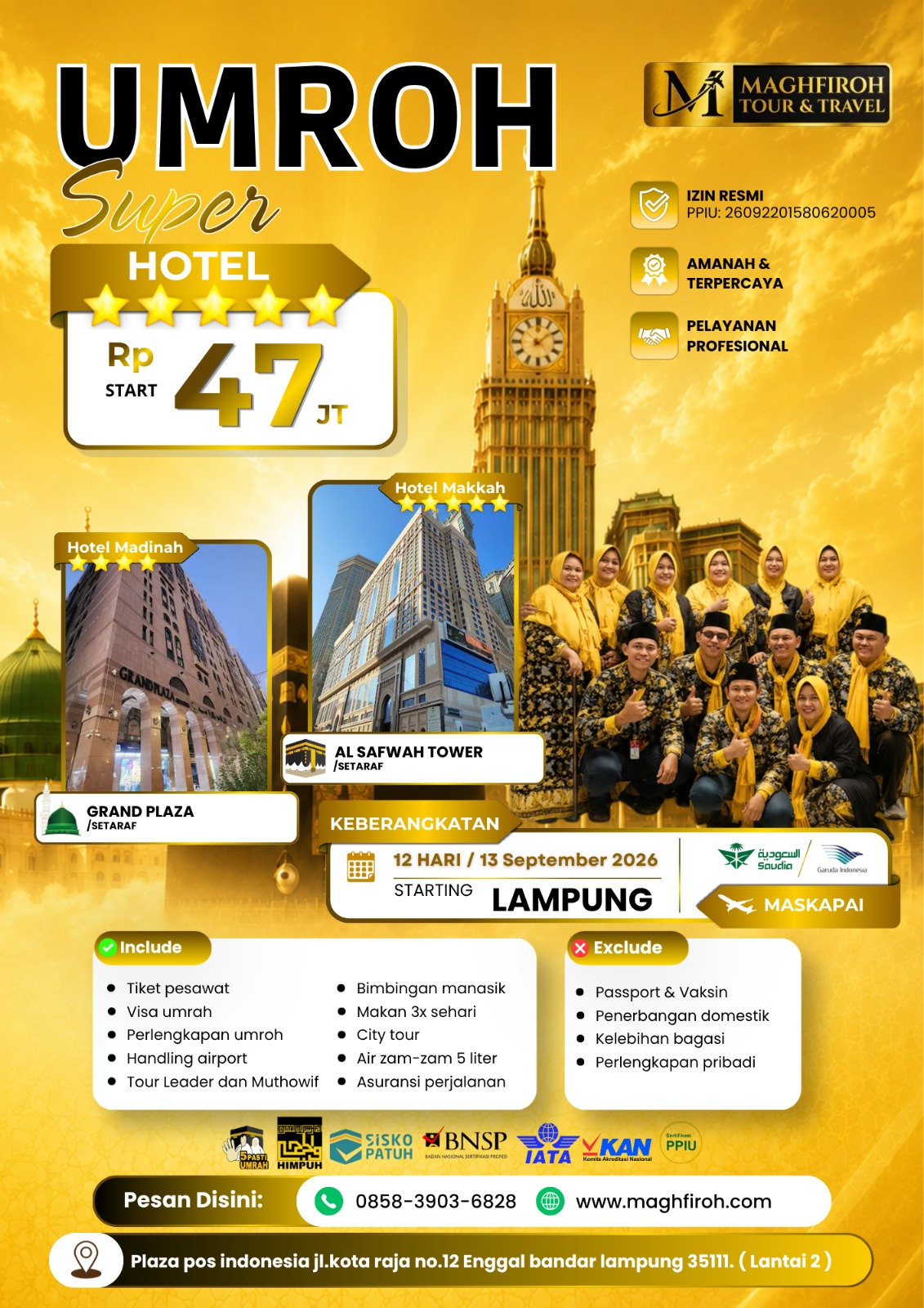 PAKET UMROH SUPER LAMPUNG 13 SEPTEMBER 2026
