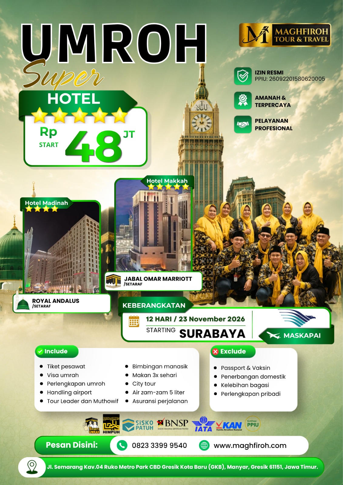 PAKET UMROH SUPER SURABAYA 23 NOVEMBER 2026
