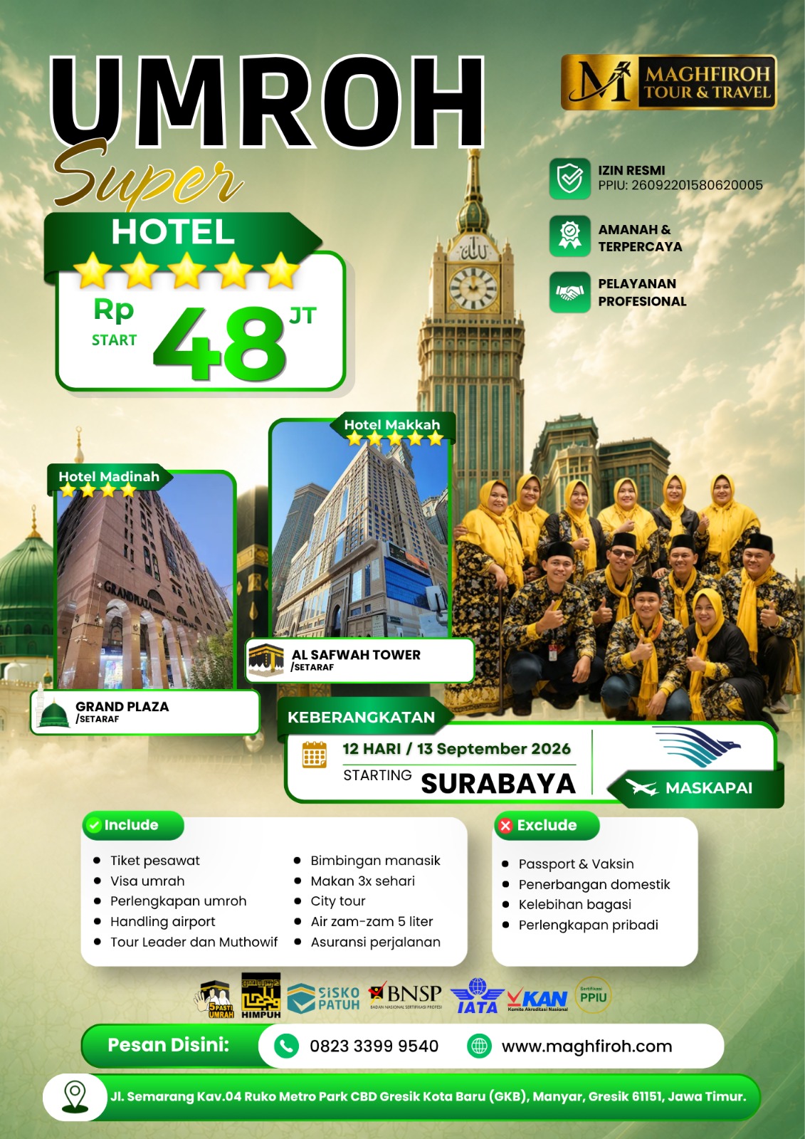 PAKET UMROH SUPER SURABAYA 13 SEPTEMBER 2026