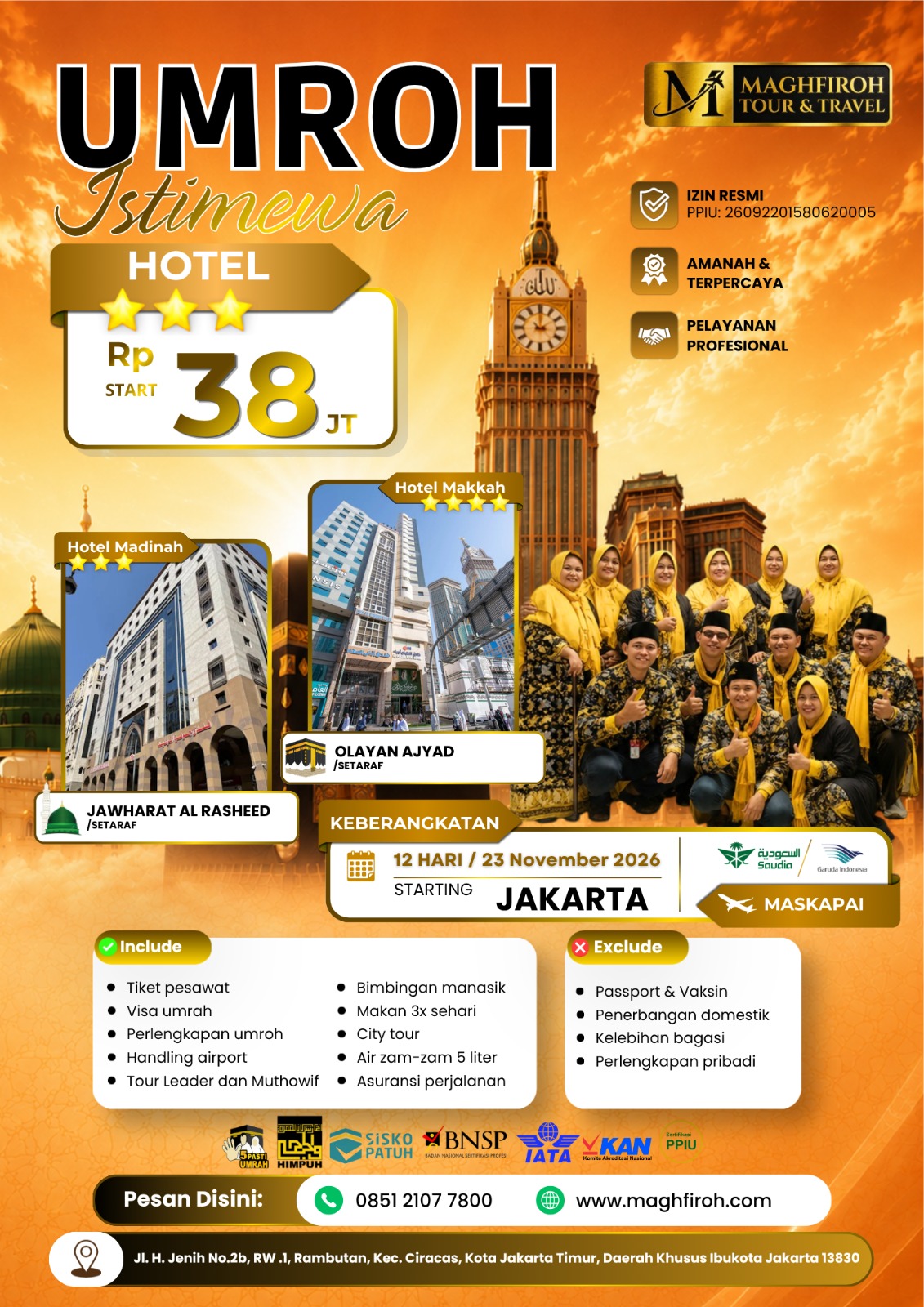 PAKET UMROH ISTIMEWA JAKARTA 23 NOVEMBER 2026