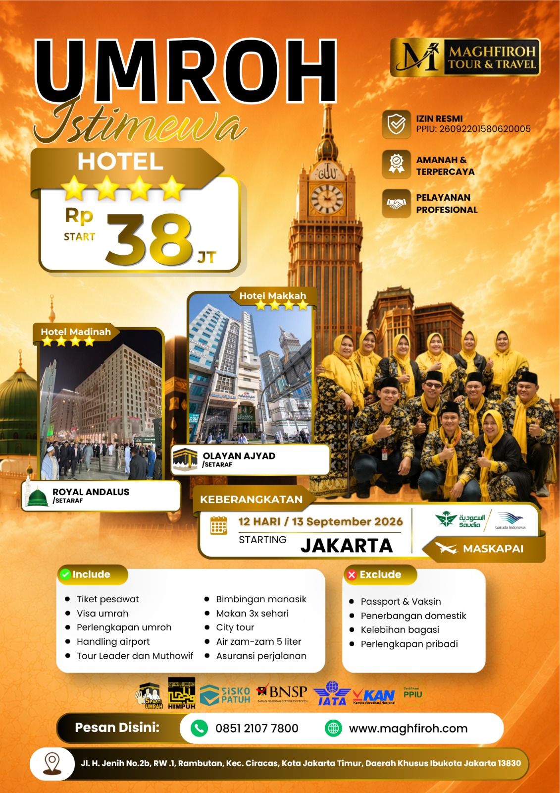 PAKET UMROH ISTIMEWA JAKARTA 13 SEPTEMBER 2026