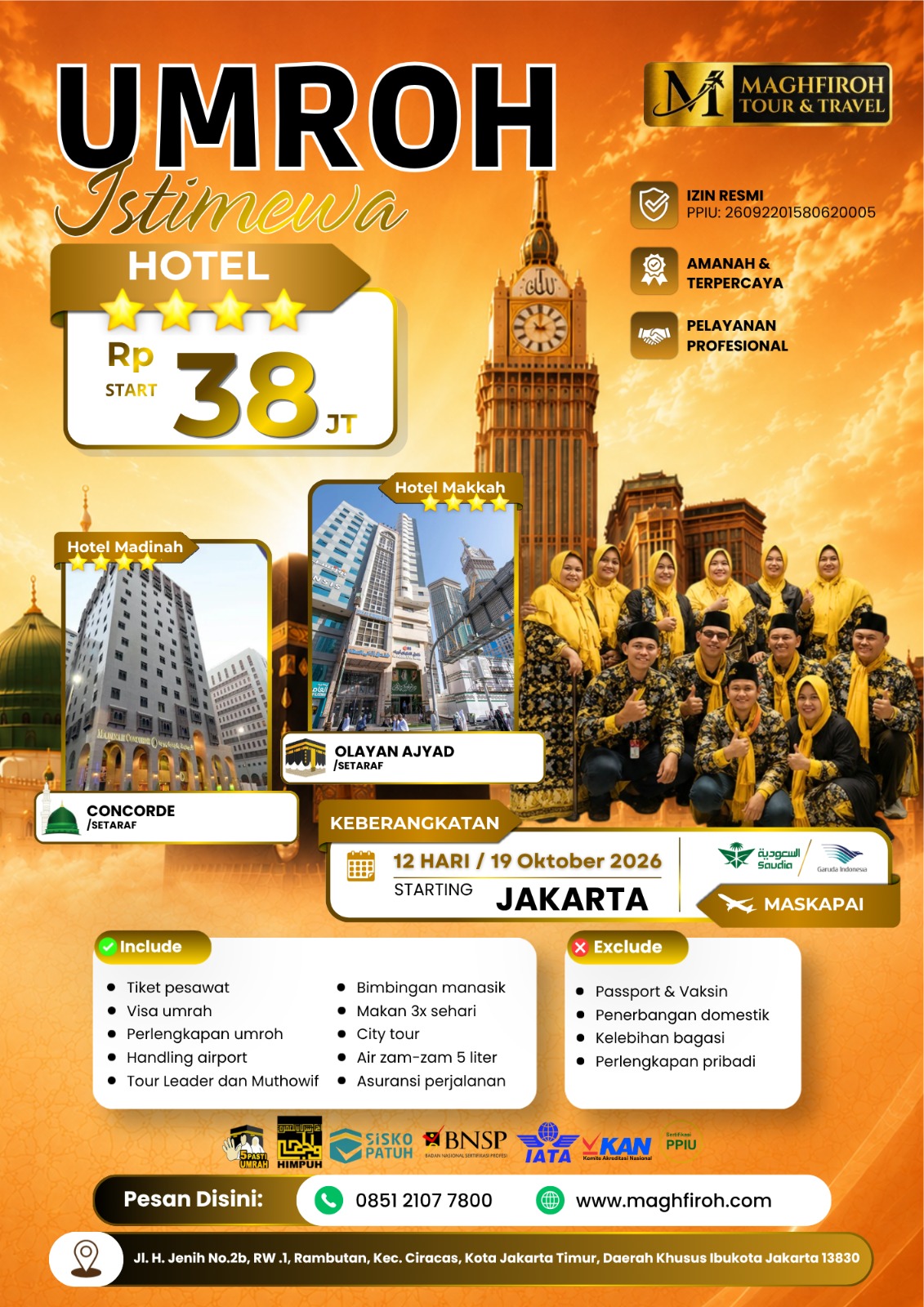 PAKET UMROH ISTIMEWA JAKARTA 19 OKTOBER 2026