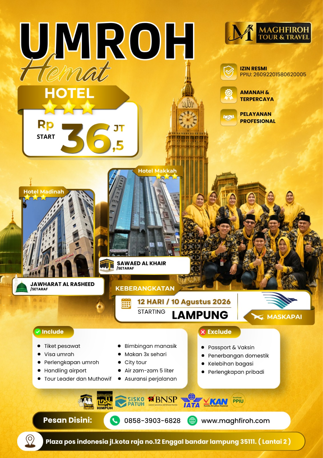PAKET UMROH HEMAT LAMPUNG 10 AGUSTUS 2026