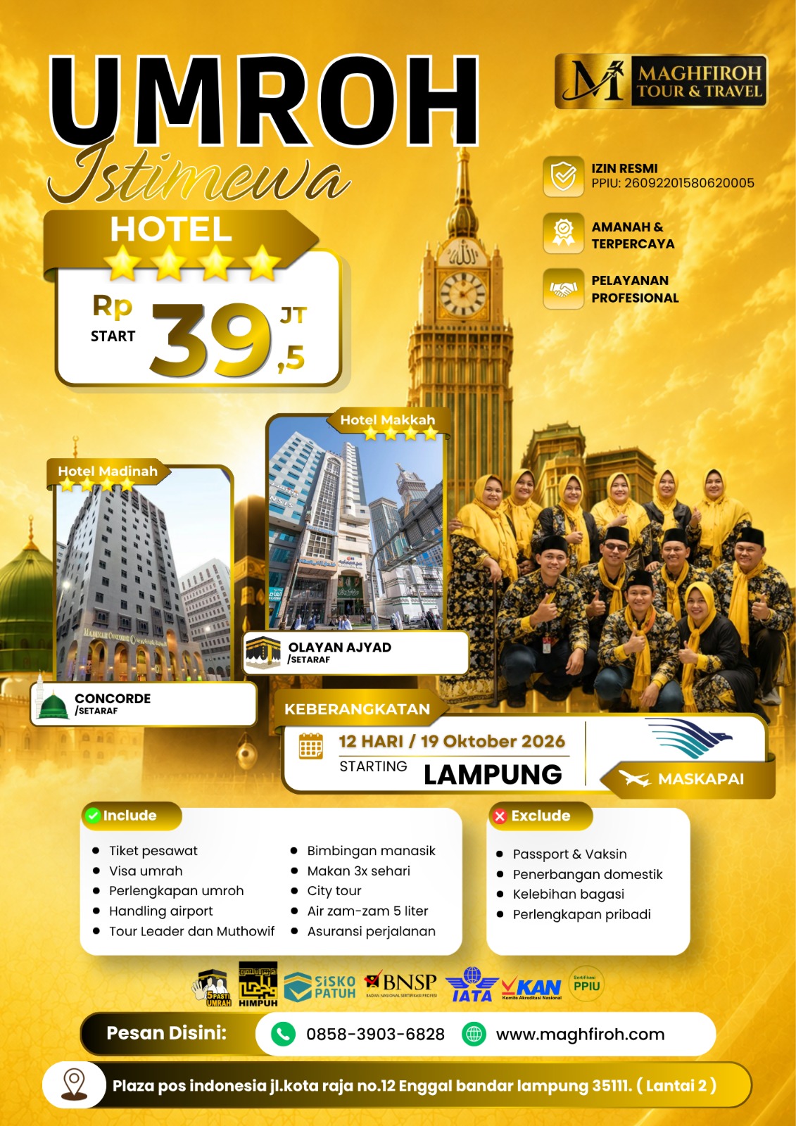 PAKET UMROH ISTIMEWA LAMPUNG 19 OKTOBER 2026